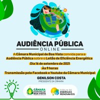 Audiência  Pública vai debater sobre o Leilão de Eficiência Energética de Roraima 