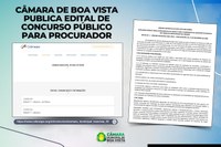 Câmara de Boa Vista publica edital de concurso público para procurador